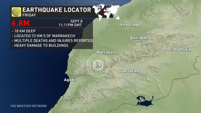 Morocco earthquake locator: The Weather Network